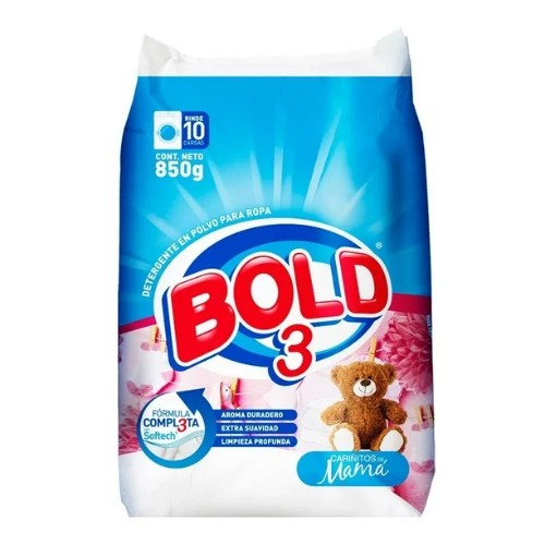 Detergente En Polvo Bold 3 Cariñitos De Mamá 850 G